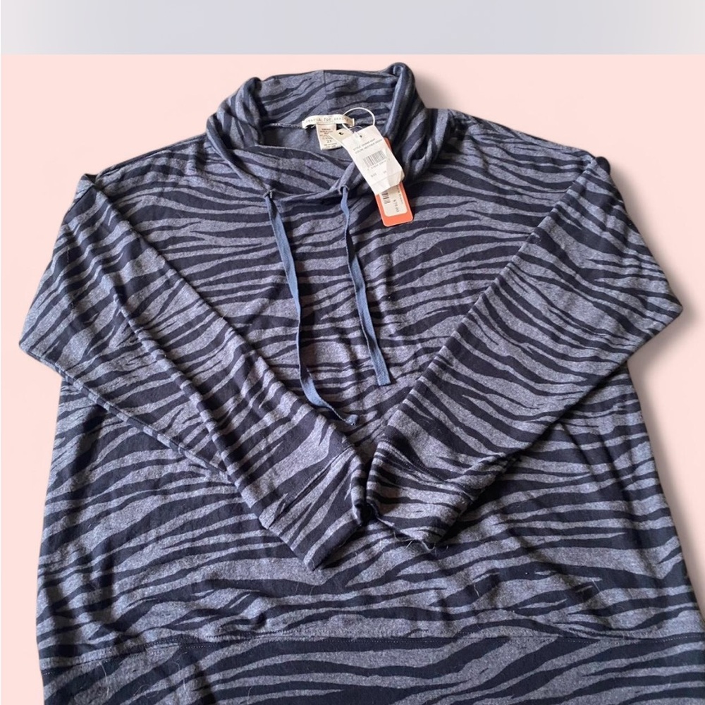 Zebra Print Cowl Neck Sweater